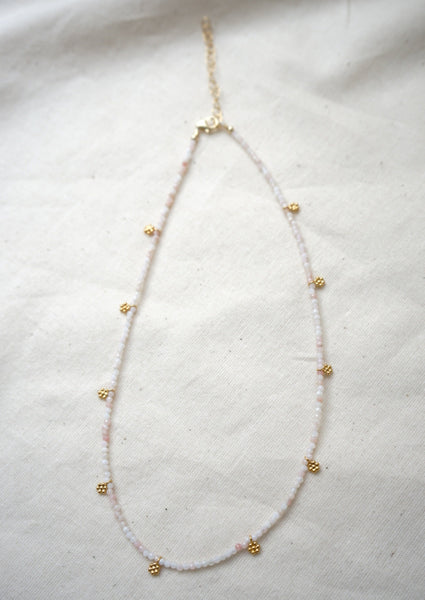 Pink Opal & Gold Flowers Necklace - Mag.Pi