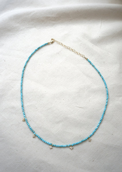 Turquoise, CZ diamond shaped Drops Necklace - Mag.Pi