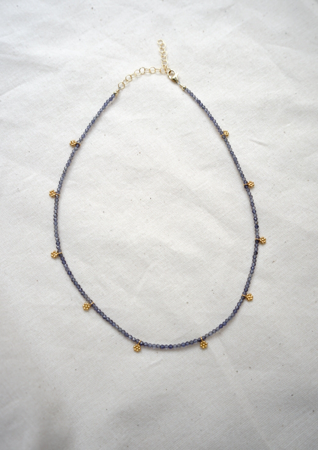 Lolite & Gold Flower Drops Necklace - Mag.Pi