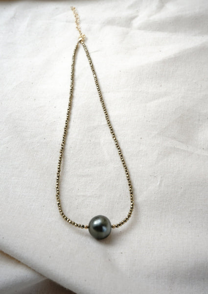 Pyrite & Tahitian Pearl Necklace - Mag.Pi