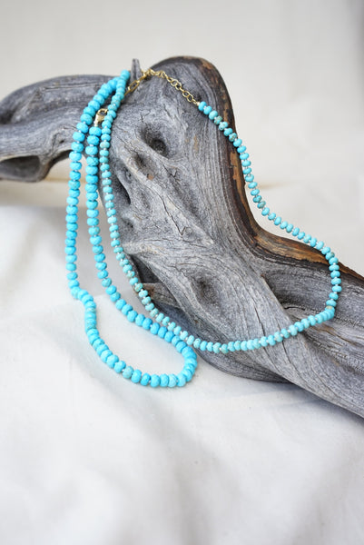 Hand Knotted Turquoise Rondelles Necklace - Mag.Pi