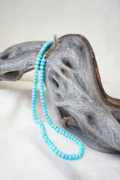 Knotted Faceted Turquoise Rondelles Layering Necklace - Mag.Pi